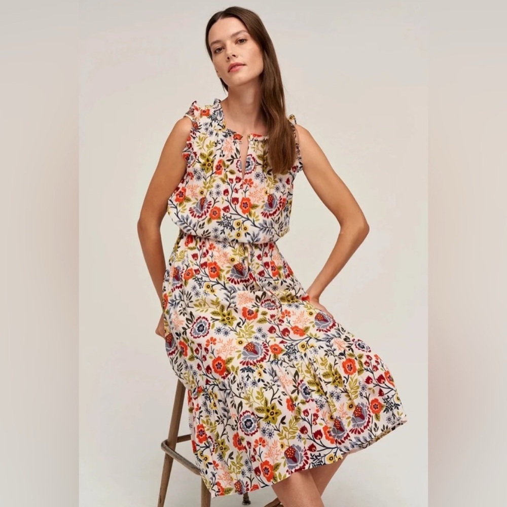 Velvet by Graham & Spencer Keyhole Floral Midi Dress Sundress S Small